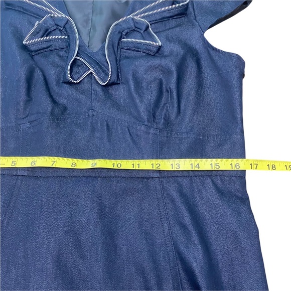 London Times ladies size12 blue frill neck zipper Large spring summer Work - Picture 8 of 8